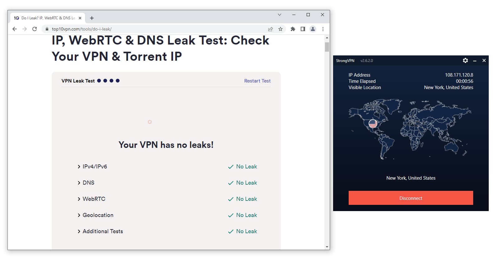 StrongVPN passed our leak tests StrongVPN passed our leak tests