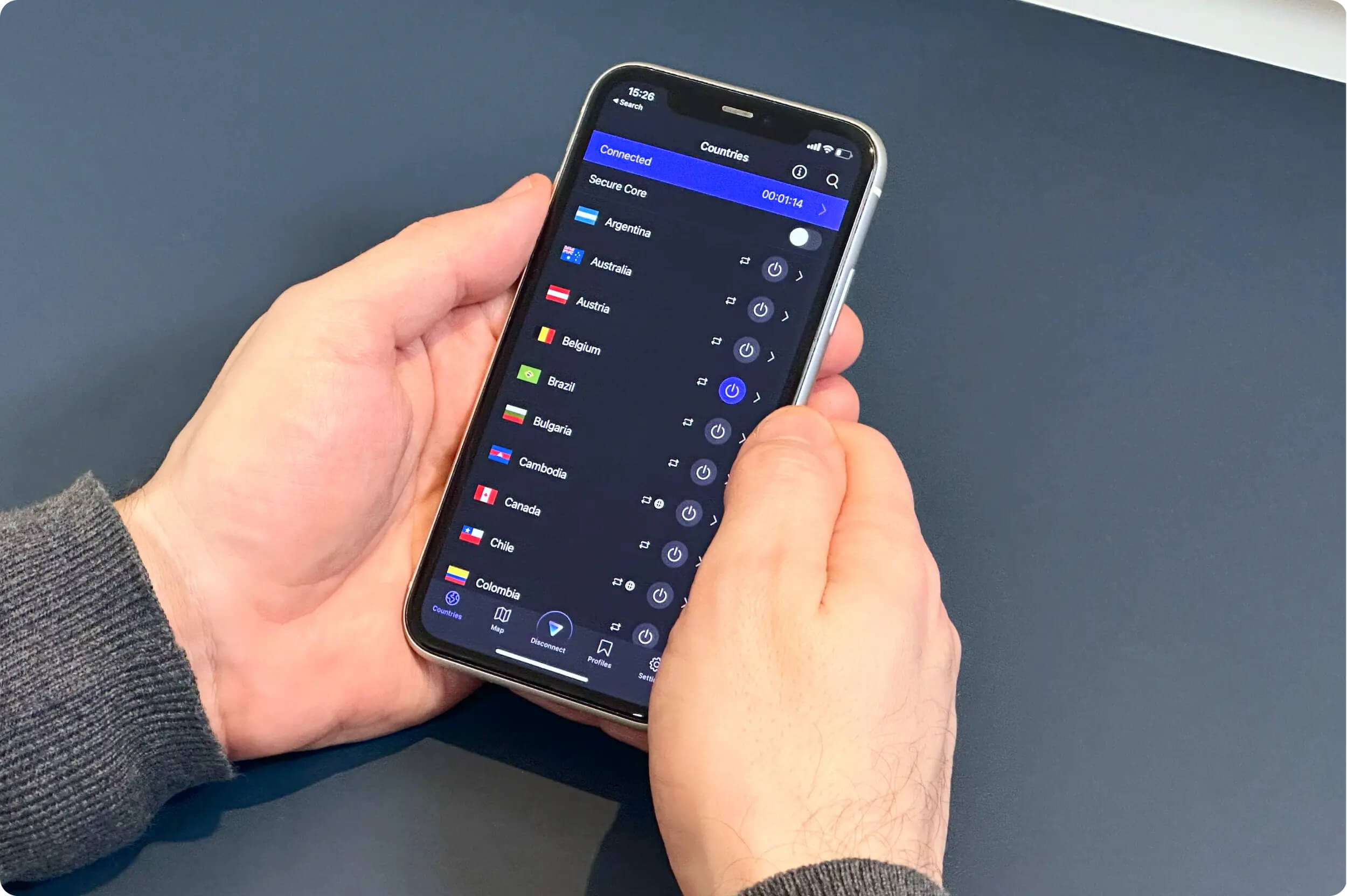 Proton VPN’s Secure Core servers setting in the iOS app