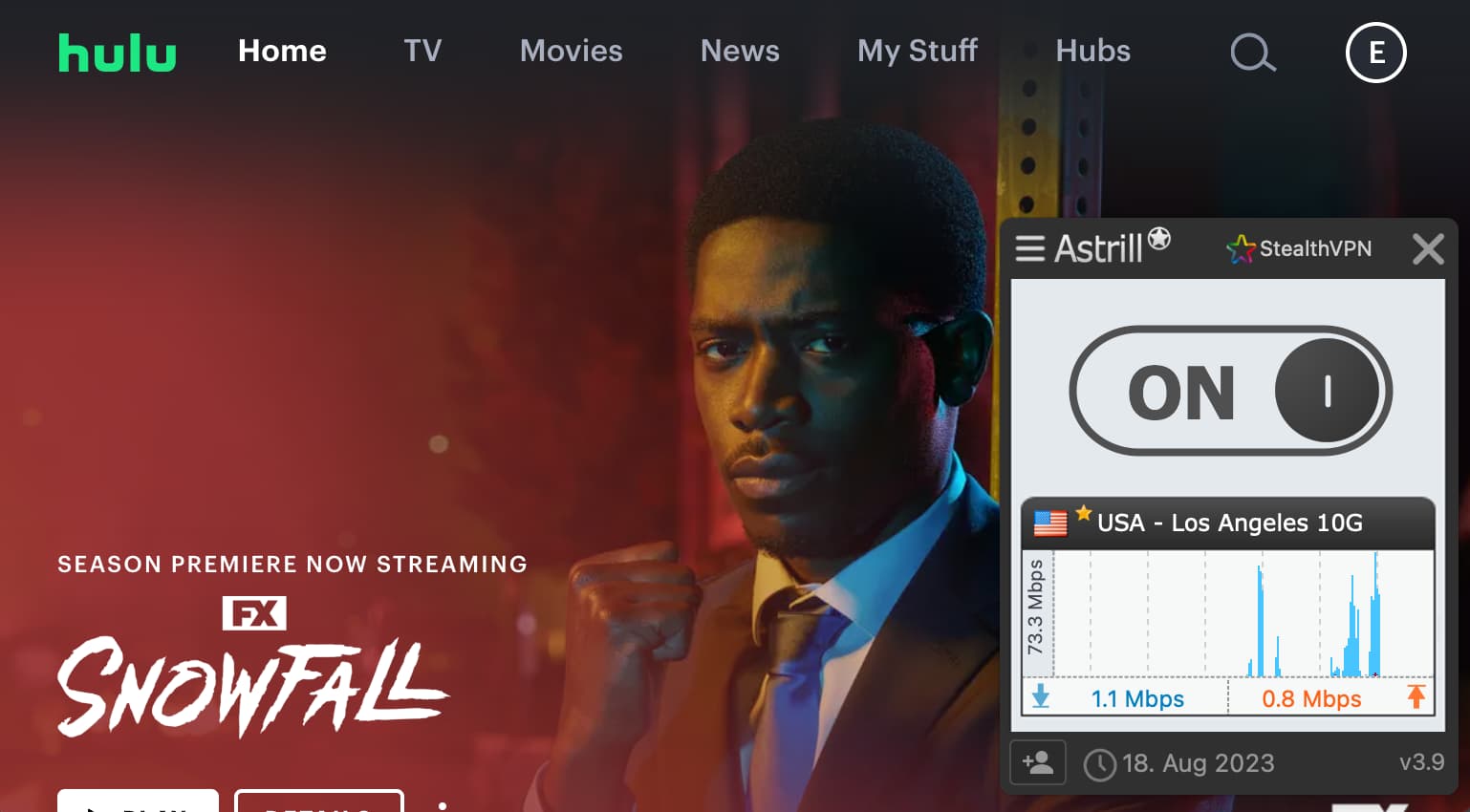 Astrill VPN allowed us to stream Hulu from outside the US