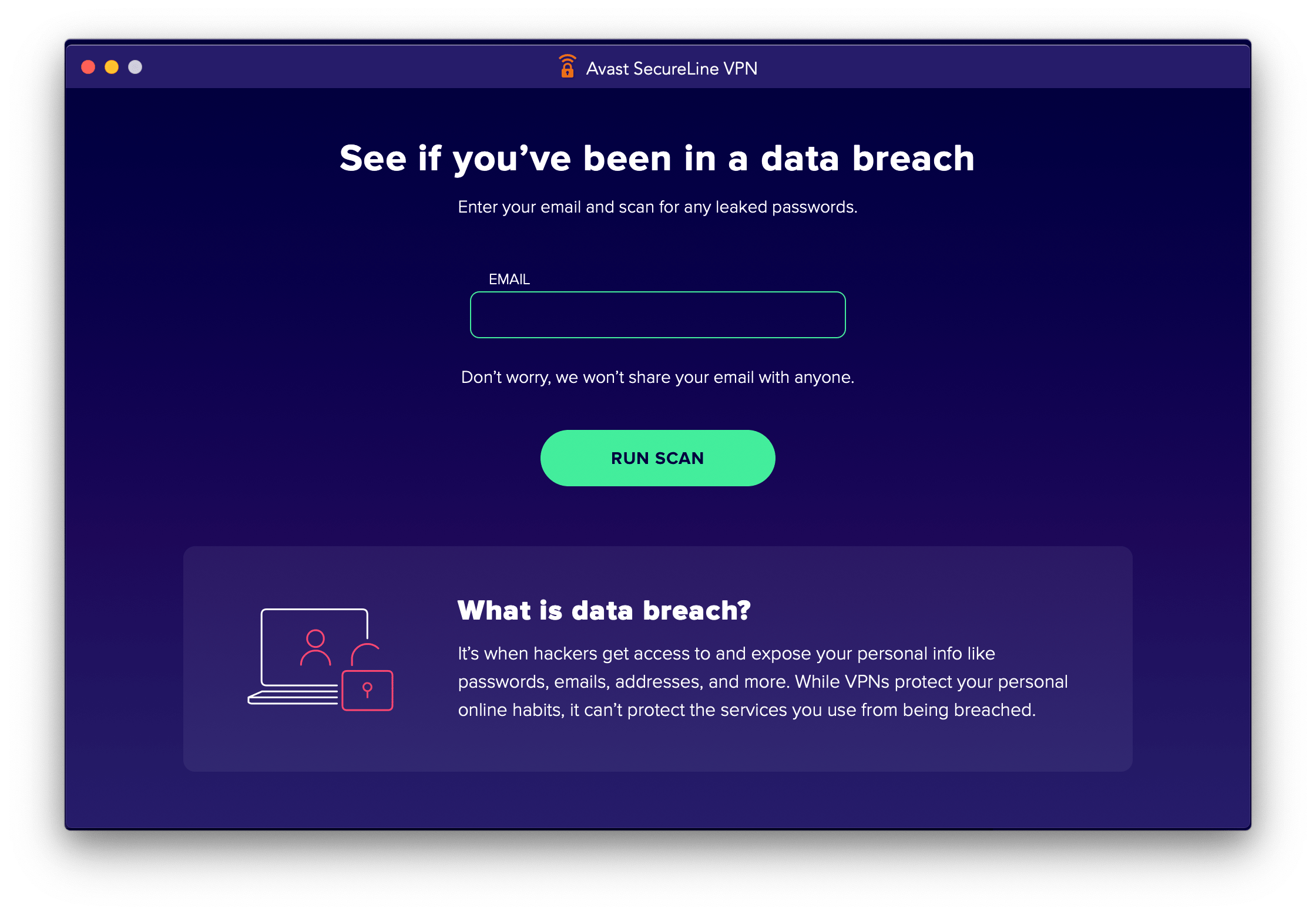 Avast SecureLine has a free password leak detector