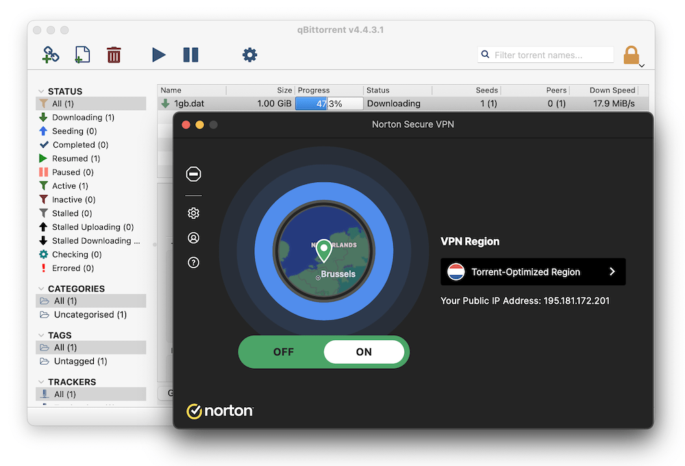Norton VPN downloaded our torrent files quickly Norton VPN downloaded our torrent files quickly