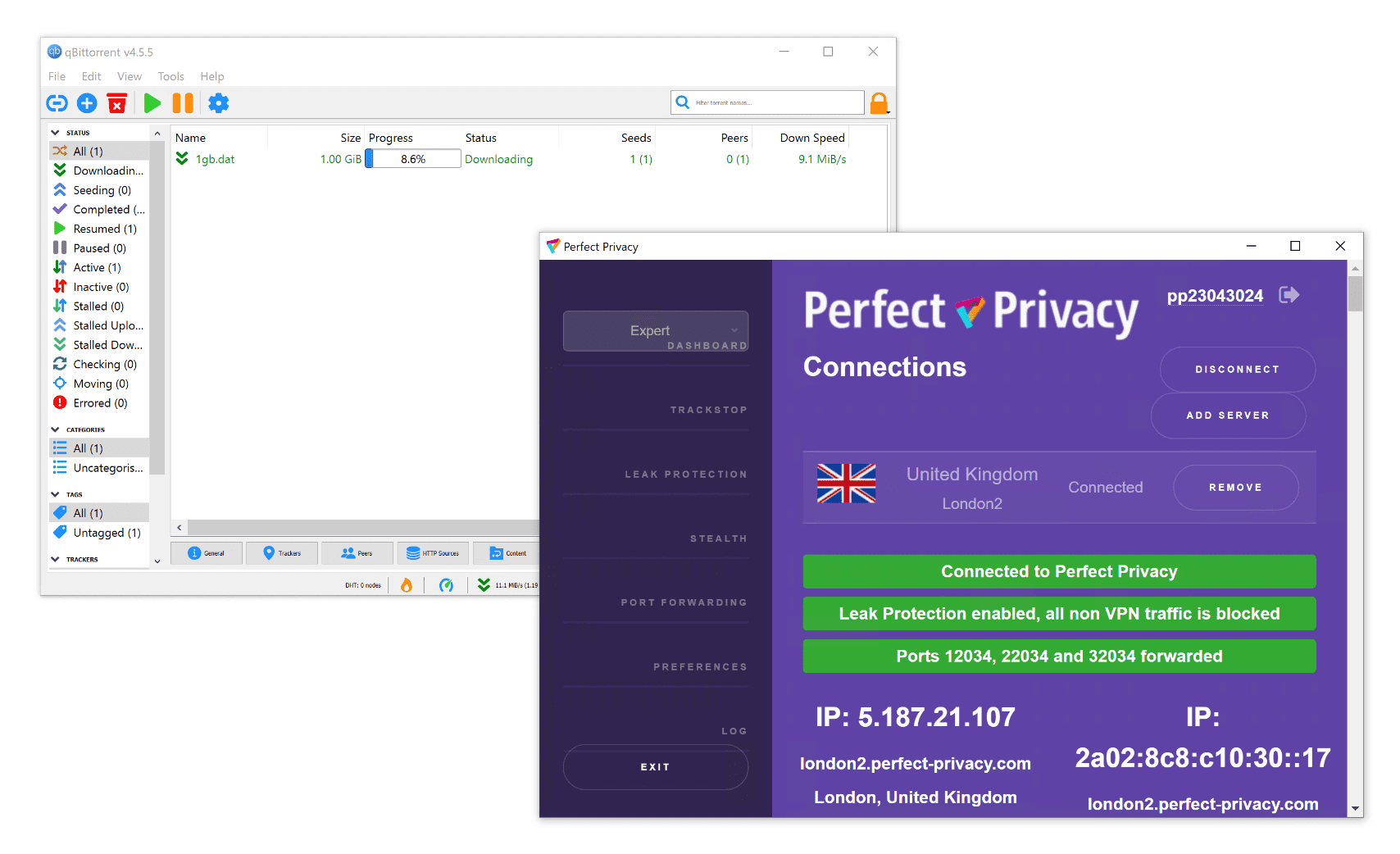 We used port forwarding to maximize Perfect Privacy’s P2P speeds We used port forwarding to maximize Perfect Privacy’s P2P speeds