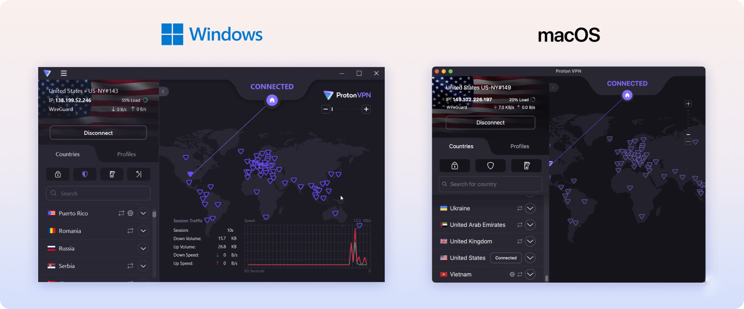 Proton VPN’s Windows & Mac client