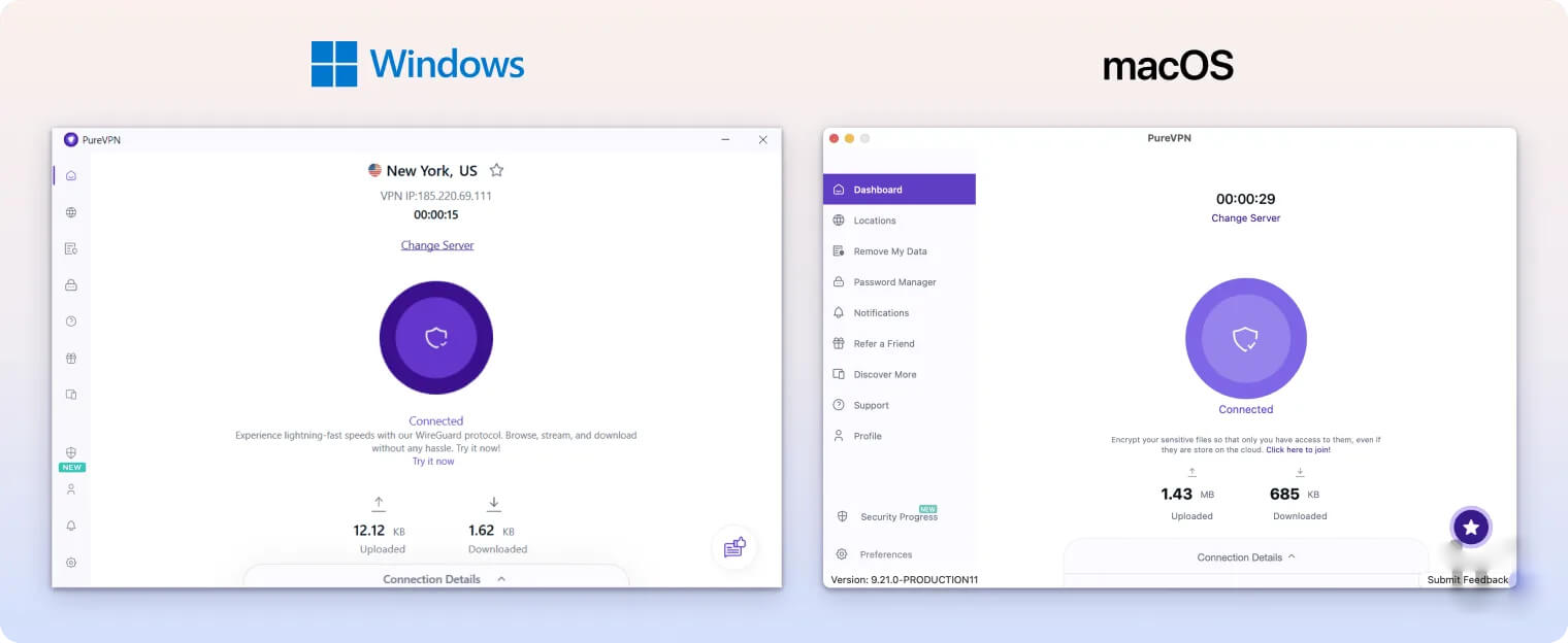 PureVPN Windows & macOS Client PureVPN Windows & macOS Client