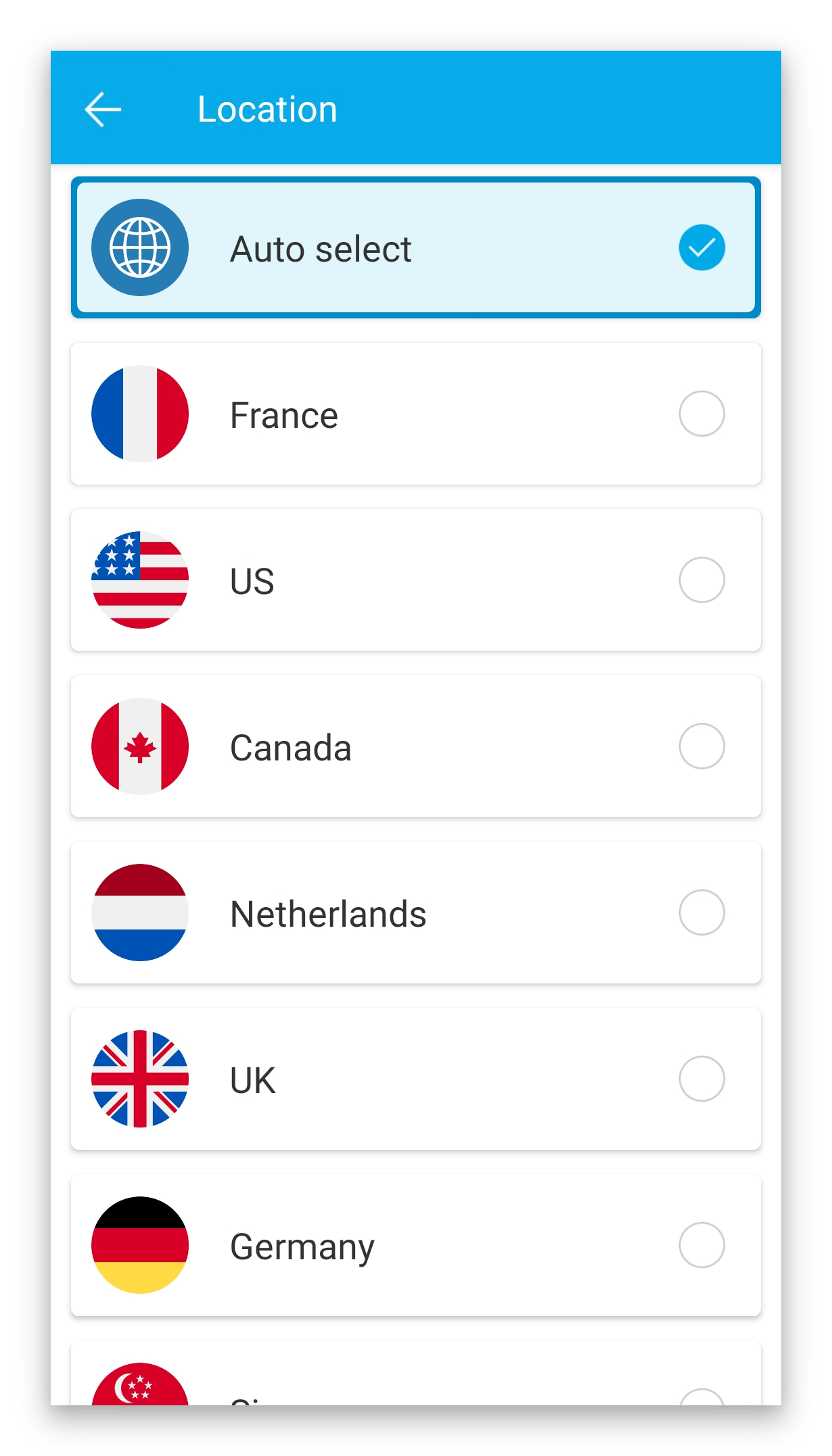 SuperVPN doesn’t display any city-level choices within its server list