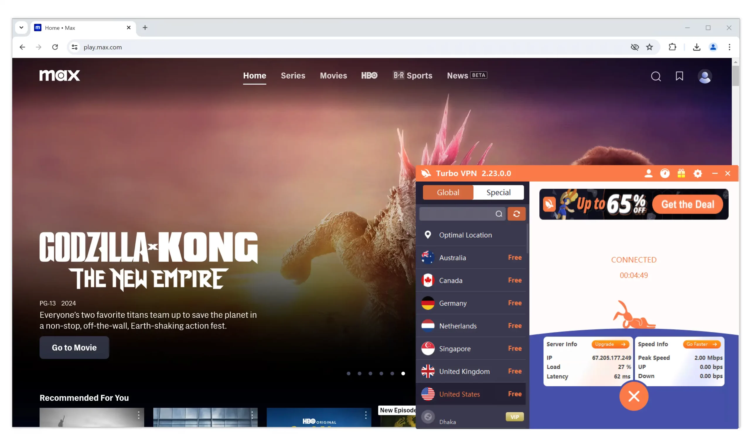 use Turbo VPN to stream Max use Turbo VPN to stream Max