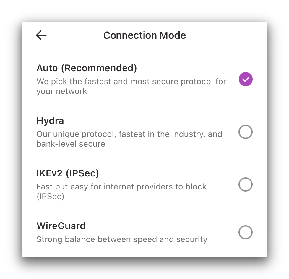 VPN 360 offers three protocols VPN 360 offers three protocols