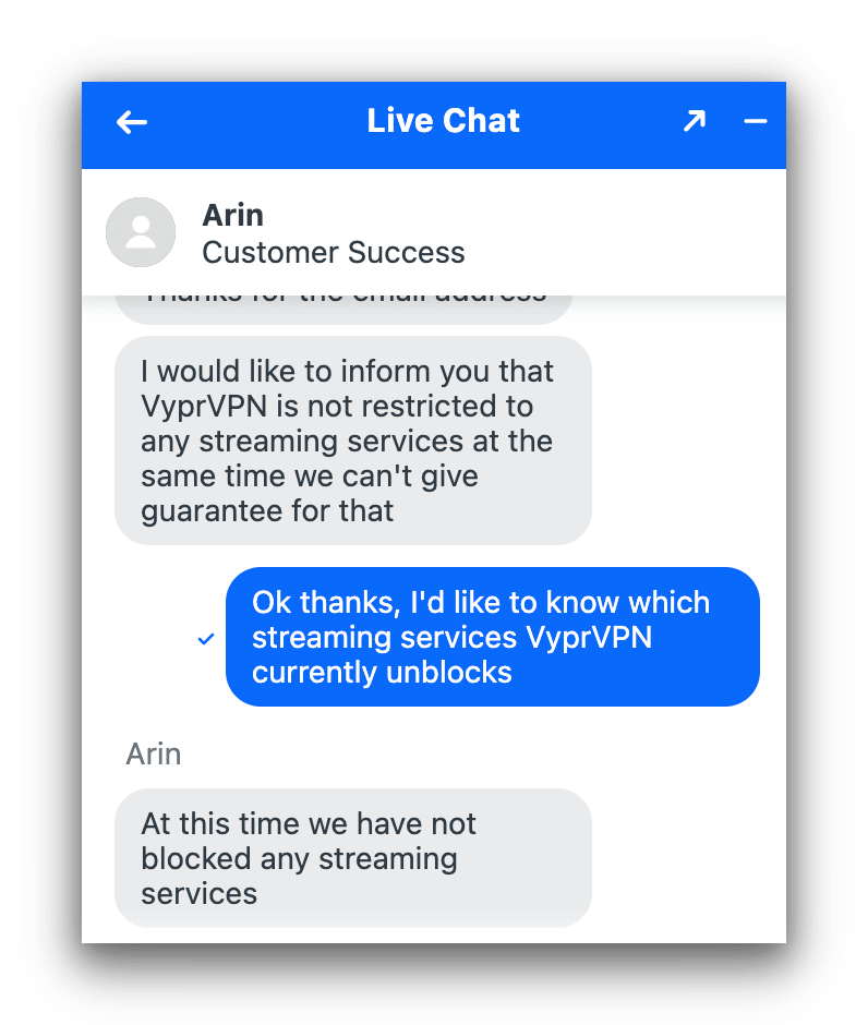 VyprVPN’s live chat VyprVPN’s live chat
