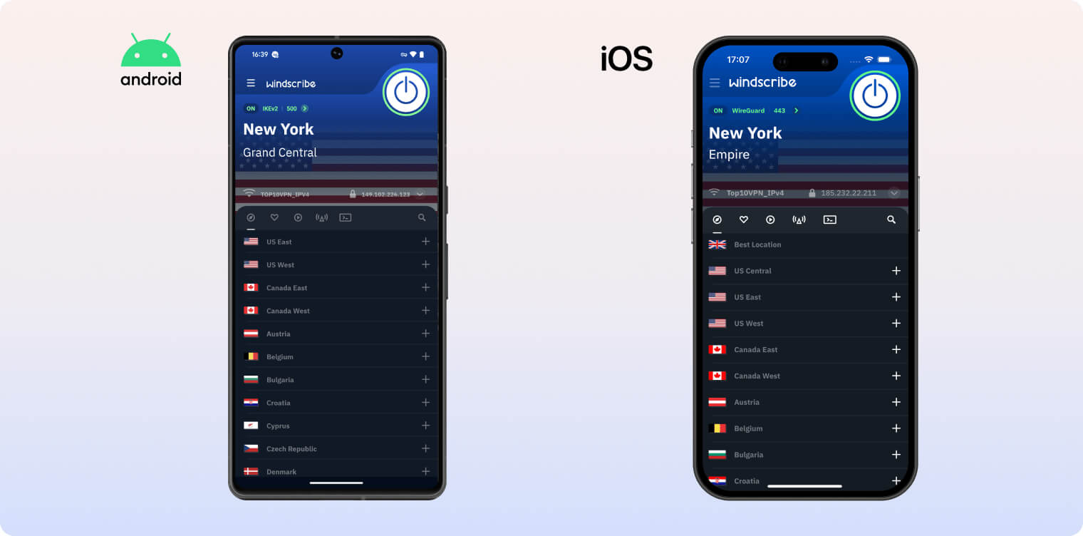 Windscribe iOS and Android apps Windscribe iOS and Android apps
