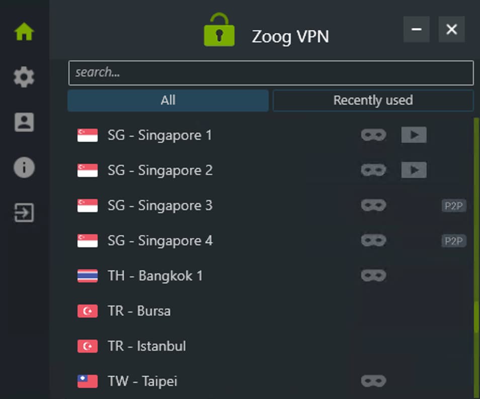 ZoogVPN’s specialized servers ZoogVPN’s specialized servers