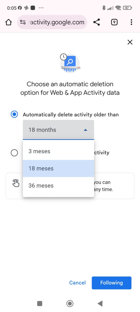 Choose an automatic deletion option Choose an automatic deletion option